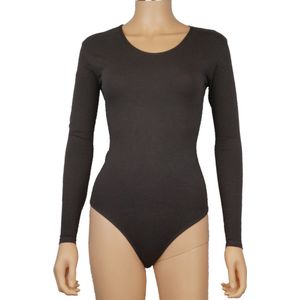 J&C - Bodystocking - Wit - Lange Mouw - Diepe Ronde Hals