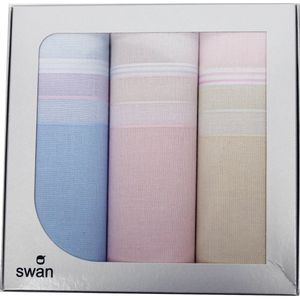 Swan 3-pack - Dames Zakdoeken Vintage Pastel - 30 - Blauw