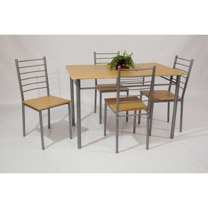 Tafel Anka met 4 stoelen - Tafelset met stoelen - Keukentafel - Eettafel