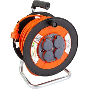 Kabelbox- verlengsnoer-kabelhaspel - kabel verleng haspel met 4 geaarde stopcontacten -50 meter