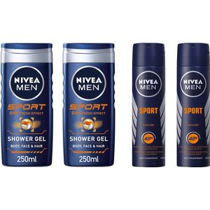 Nivea Men Sport - Mix - 2 Deo Spray & 2 Douchegel