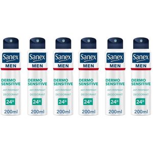 Sanex Deo Spray XL - Dermo Sensitive Men - 6 x 200 ml