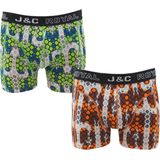 J&C - Boxershort - Groen/Oranje - 2-pak - Katoen