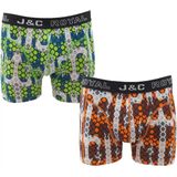 J&C - Boxershort - Groen/Oranje - 2-pak - Katoen