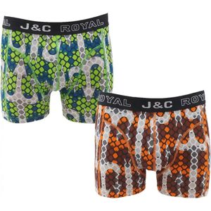 J&C - Boxershort - Groen/Oranje - 2-pak - Katoen
