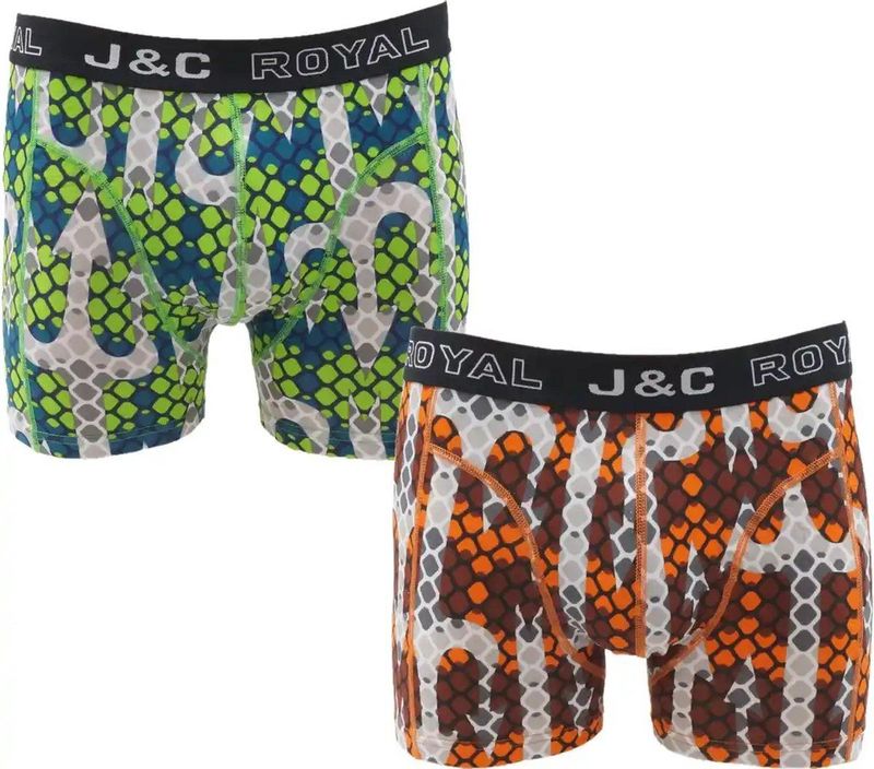 J&C - Boxershort - Groen/Oranje - 2-pak - Katoen