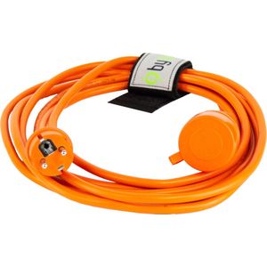Bylion Verlengsnoer Verlengkabel - Robuust en duurzaam - Spatwaterdicht - Geschikt voor binnen en buiten - Ook voor de zware klussen - Oranje - 5 Meter - 3 x 1.5 mm² met randaarde