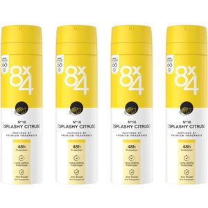 8x4 Deo Spray - No.16 Splashy Citrus - 4 x 150 Ml