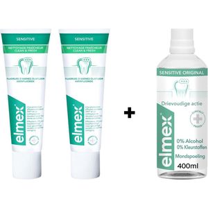 ELMEX Sensitive - Pakket - 2 x Clean & Fresh Tandpasta & Mondwater 400 ml