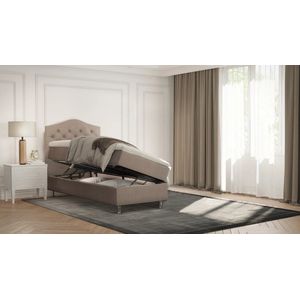 Boxspring Bed Mars Beige 90x200 cm - compleet bed met opbergruimte - zetels en bedden boxspring eenpersoon