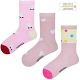 Gianvaglia - Meisjessokken - Roze - Katoen - 3-Pack met Verschillende Designs