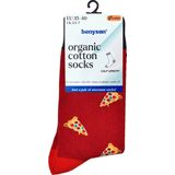 Benyson - Huissokken - Rood - Organisch Katoen - 1 Paar - Vrolijke Pizza Print
