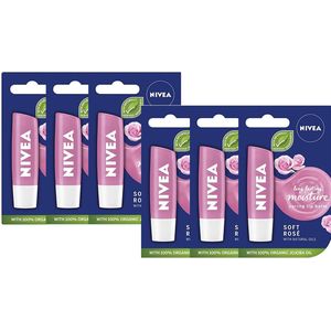 Nivea Lippenbalsem – Soft Rose - 6 x 5.5 ml Stick