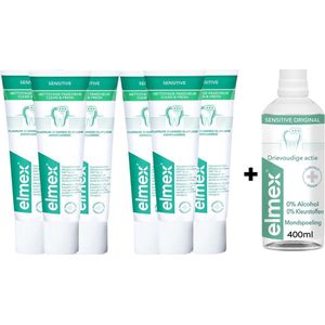 ELMEX Sensitive - Pakket - 6 x Clean & Fresh Tandpasta & Mondwater 400 ml