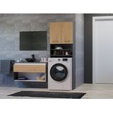 Wasmachine Opbouw-Antraciet Eikenkleur -Wasmachine/Wasdroger meubel Korte deur
