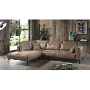 Hoekbank Koblenz Links - Hoeksalon Taupe Microvezelstof - Ergonomisch zitbank hoekzetel zetelsenbedden