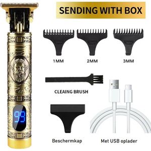 Draadloze Haartrimmer - Barbier Goud met LCD - Nieuwste Model - Tondeuse Mannen - Geschikt voor Hoofdhaar/Baardhaar/Lichaamshaar - Trimmer - Draadloos Scheerapparaat - Compleet met 4 Opzetstukjes, oplader en onderhoudsmaterialen