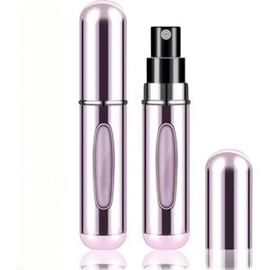 beauty solutions 2 stuks hervulbare parfumverstuiver 5ml - 70x verstuiven - mini reis parfum - roze