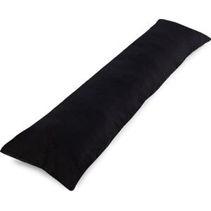 Zijslaapkussen, 145 x 40 cm, slaapkussen met overtrek, lichaamskussen, zijslaapkussen, comfortkussen voor volwassenen, fluweel, zwart