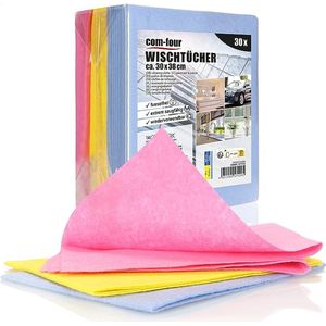30x huishoudelijke doekjes, extreem absorberende en duurzame doekjes voor alle doeleinden gemaakt van viscose, herbruikbaar (30x38-30 stuks - 3 kleuren)