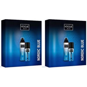 2 x Vogue Geschenkset - Men Nordic Blue - Box Shower Mousse & Deo Spray