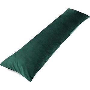 Zijslaper kussen met hoes Velvet katoen 40 x 145 cm - comfortkussen slaapkussen lichaamskussen zijslaapkussen - Donkergroen