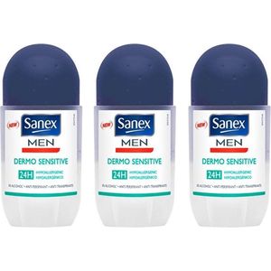 Sanex Men - Deodorant - Roller - Dermo Sensitive - 50ml x 3