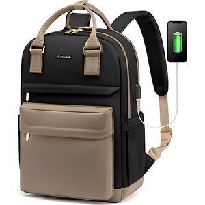 Rugzak voor dames, 17 inch, laptoprugzak, schoolrugzak, meisjes, tieners, met USB-aansluiting en laptopvak, waterdichte schooltas, dagrugzak, elegant, voor school, universiteit, reizen,