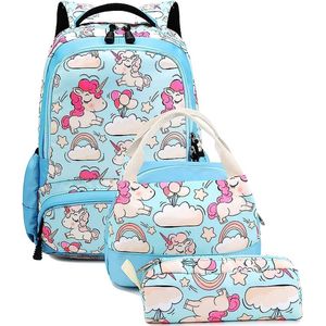 Unicorn Backpack School Bag 3 Piece Set Kids Backpacks Girls Teenagers Light School Backpack Outdoor Leisure Kids Travel Daypack