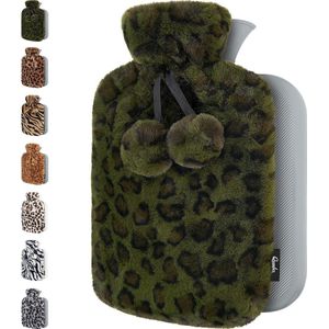 Warmwaterkruik met Hoes - Zachte Premium Pluche Hoes - 1,8 L Kruik - Warmwaterkruik voor Pijnverlichting van Rug, Nek en Schouderklachten - Ideaal Cadeau - Krokodil Groen
