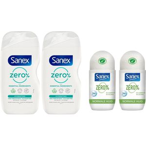 Sanex SET - Douchegel Zero Normale Huid 2 x 500 ml + Zero Respect & Control Deo Roller 2 x 50 ml