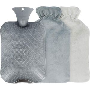 Warmwaterkruik met overtrek, 2 liter, afneembare en wasbare superzachte luxe pluche overtrek, kasjmier-zachte wollige warmwaterfles, bedfles