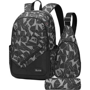 Backpack for Boys, Large Book Bag, Waterproof School Bag, Pencil Case, Shoulder Bag, Set for Elementary, Middle School, School, Black, Large, Kids Backpack