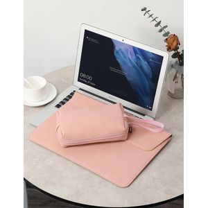 13 inch laptophoes met standaard functie compatibel met MacBook Air 13 M2/A2681 M1/A2337 A2179 A1932 2018-2022, MacBook Pro 13 M2/A2686 M1/A2338 2016-2022, met kleine tas-roze (Smiley)