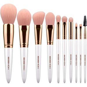 10-delige professionele make-upborstelset Synthetisch groen Cosmetische penselen foundationpoeder Concealer Blending Oogschaduw en penseelset Make-up Rose Gold