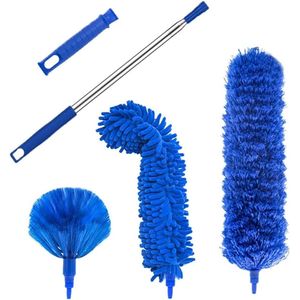 Plumeau-reinigingsset met telescopische verlengstang, 100 inch, herbruikbare buigbare