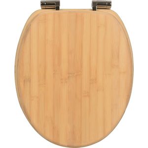 WC-bril met softclosemechanisme met motief, wc-bril met hoog zitcomfort, wc-deksel met robuuste en stabiele houten kern, hoogwaardig houten toiletdeksel (bamboe)