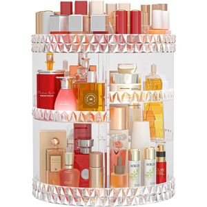 organizer, 360 graden draaibaar, acryl cosmetica-organizer, beauty-organizer met 6 lagen verstelbaar dienblad, parfumopslag voor commode, make-uptafel, badkamer, transparant
