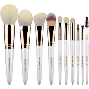 10 stks Professionele Make-up Borstel Set Synthetische Groene Cosmetische Borstels Poeder Concealer Blending Oogschaduw en Borstel Set Make-Up Champagne Goud