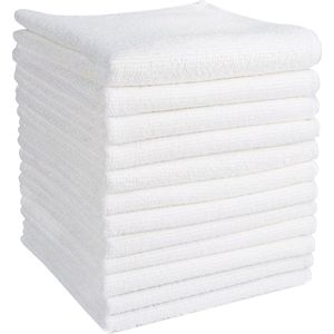 Afwasdoeken Wit-12Pack, Microfiber Reinigingsdoeken, Sterke Wateropname, Pluisvrij, Krasvrij, Streepvrij, Keukenvaatdoeken Wit (11,5 ""x 11,5"")