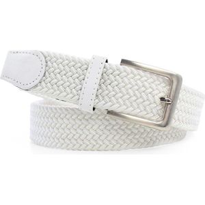 Elastische broekriem Stretch riem Vlecht riem Gevlochten riem Elastiek riem - unisex - geschikt voor zowel mannen als vrouwen - Kleur Wit 115 cm