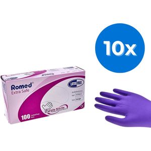 Romed nitril handschoenen paars (heavy duty) 1000 stuks - Set van 10 doosjes XL Romed