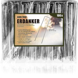 100x grondankers van gecoat staal - robuuste grondpennen voor het bevestigen van onkruidvlies en folies - grondankers voor tuin en camping - hoekig (100 stuks - 150x30x3mm)