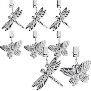 8 x Tablecloth Weights - Tablecloth Weights in the Shape of Dragonflies and Butterflies - Tablecloth Clips - Approx. 35 g Each - Tablecloth Clips (Silver)