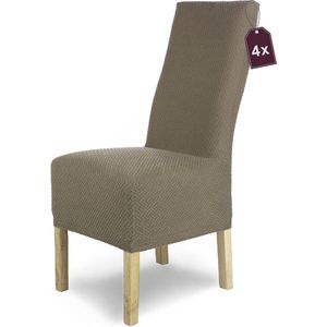 Stretch Stoelhoes Luna-Lang/Set van 4 Elastische Stoelhoezen/Stoelbekleding Vrijdragende Stoelen/Microvezel Spanhoes met Elastische Band Elegante Stoelhoezen