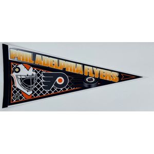 USArticlesEU - Philadelphia Flyers - NHL - Vaantje - Ijshockey - Hockey - Ice Hockey - Sportvaantje - Pennant - Wimpel - Vlag - 31 x 72 cm - oranje - zwart - vlag - hockey puck - Net - goalie