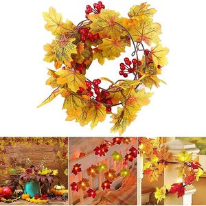 Thanksgiving Lichtsnoer, 2 m/20 leds, esdoornblad, lichtketting, herfstslinger, decoratie, herfst, herfstbladeren, decoratief licht voor festivals, Thanksgiving, Halloween, binnen en buiten