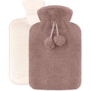 Warmwaterkruik met hoes pluche, 2 Liter premium rubberen kruik warmtefles, warmwaterflessen voor Pijnverlichting van je Rug, Buik en Nek en Schouders - Geweldig Cadeau voor Vrouwen en Kinderen