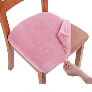 Stoelbekleding, fluweel, zachte stoelbekleding, stretch, voor eetkamerstoelen, afwasbaar, hoes voor stoelen, set van 2, roze