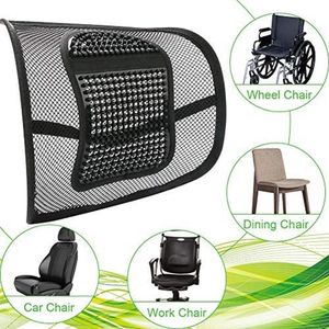 Lendenkussen, 2 stuks, mesh voor auto en kantoor, rugkussen, rugsteun voor bureaustoel, auto lendensteun, lendensteun met massage, verlichting van rugpijn